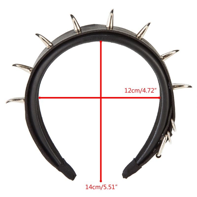 Băng Đô Cài Tóc Bằng Da PU Đính Đinh Tán Phong Cách Punk Gothic