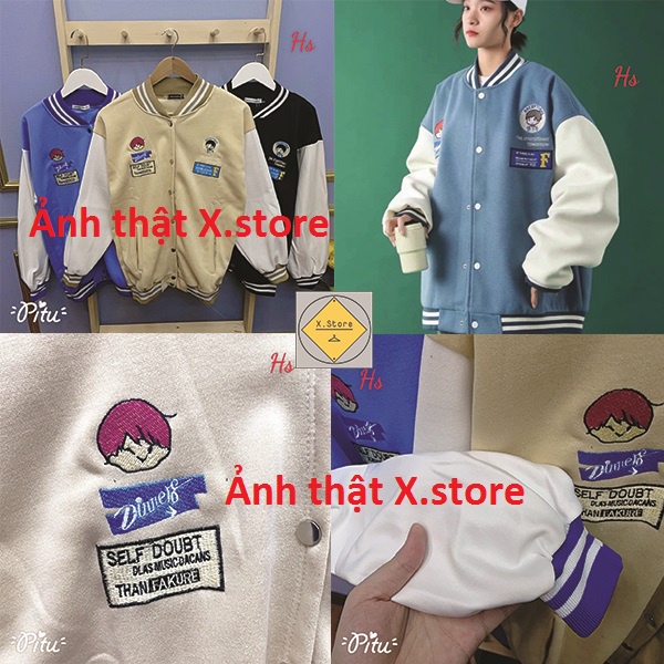 Áo Bomber Logo Cậu Bé Reception Đủ 3 Màu Hót Trend 2021 Unisex X.Store  - Áo Khoác Bomber Chất Liệu Kaki Chất Đẹp