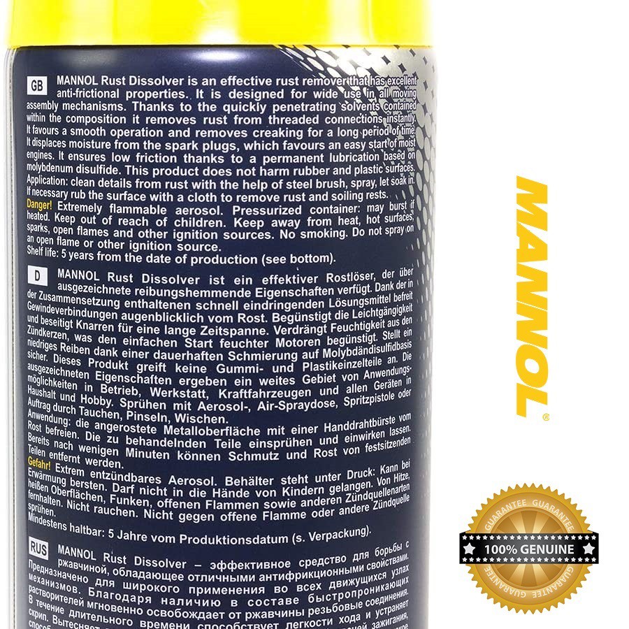 Làm Tan Nhanh Mọi Rỉ Sét Như Ốc Vít Bị Rỉ Sét Nặng MANNOL 9932 Rust Dissolver 450ML-Nhập khẩu Đức