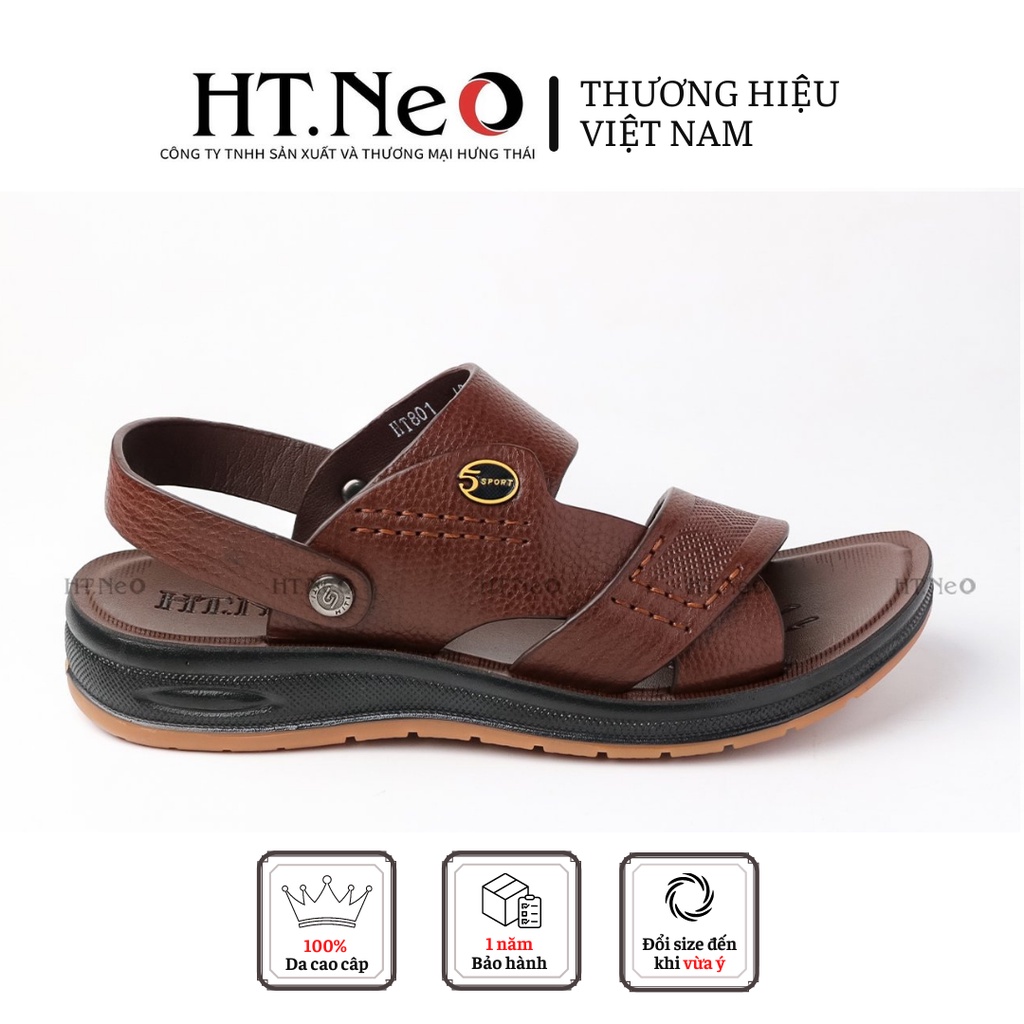 Sandal da bò- dép da HT.NEO da bò thật 100% kết hợp đế kếp cao 3,5cm cực đẹp khâu may chân quai siêu chắc chắn SD88