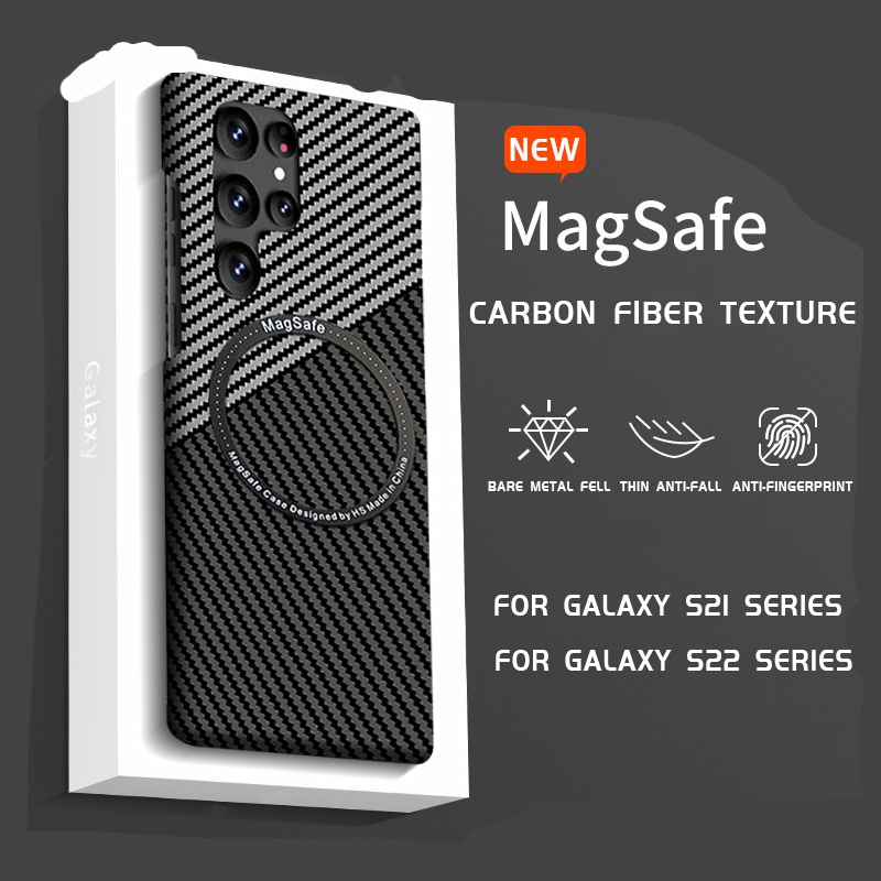 Ốp Điện Thoại PC Cứng Siêu Mỏng Kết Cấu Sợi Carbon Cho Samsung Galaxy S22 S21 Plus