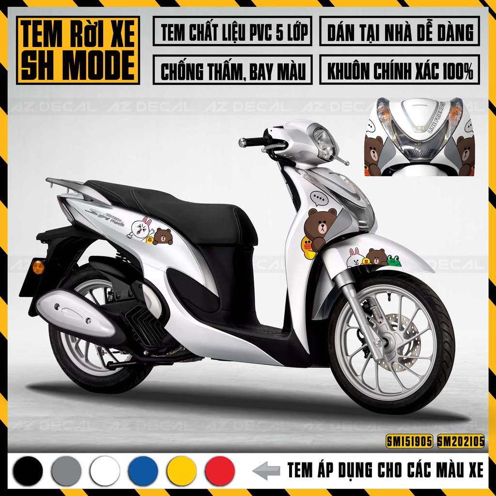 Tem Xe SH Mode Mẫu Gấu Và Thỏ | SM05 | Decal Dán SH Nữ 2015 - 2021 Chống Nước, Dễ Dán