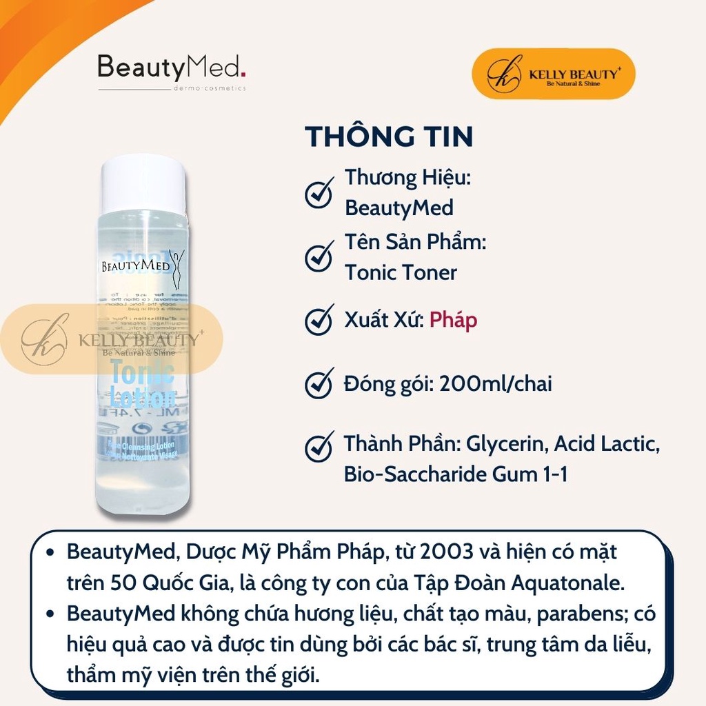 Nước Cân Bằng Da Tonic Lotion BeautyMed - Làm Dịu, Dưỡng Ẩm, Mềm Mịn &amp; Bảo Vệ Da | Kelly Beauty