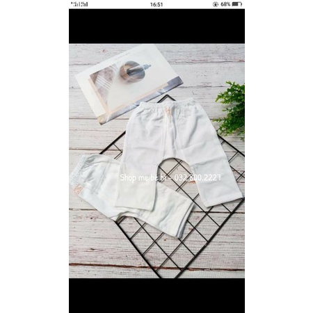 Quần dài sơ sinh, quần mặc bỉm màu trắng cho bé sơ sinh từ 3 - 8kg