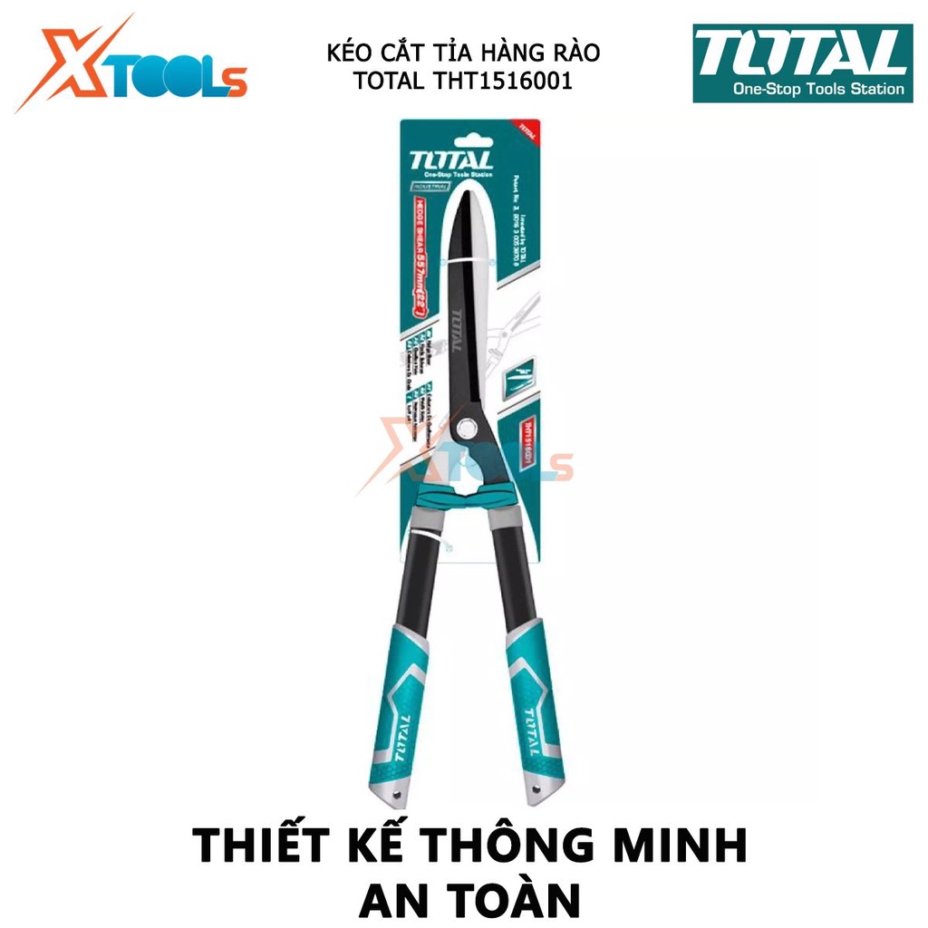 Kéo cắt tỉa hàng rào TOTAL THT1516001 | dụng cụ cắt cây kiểng Kích thước 22 inch, Chất liệu thép không gỉ, Tay cầm bằng