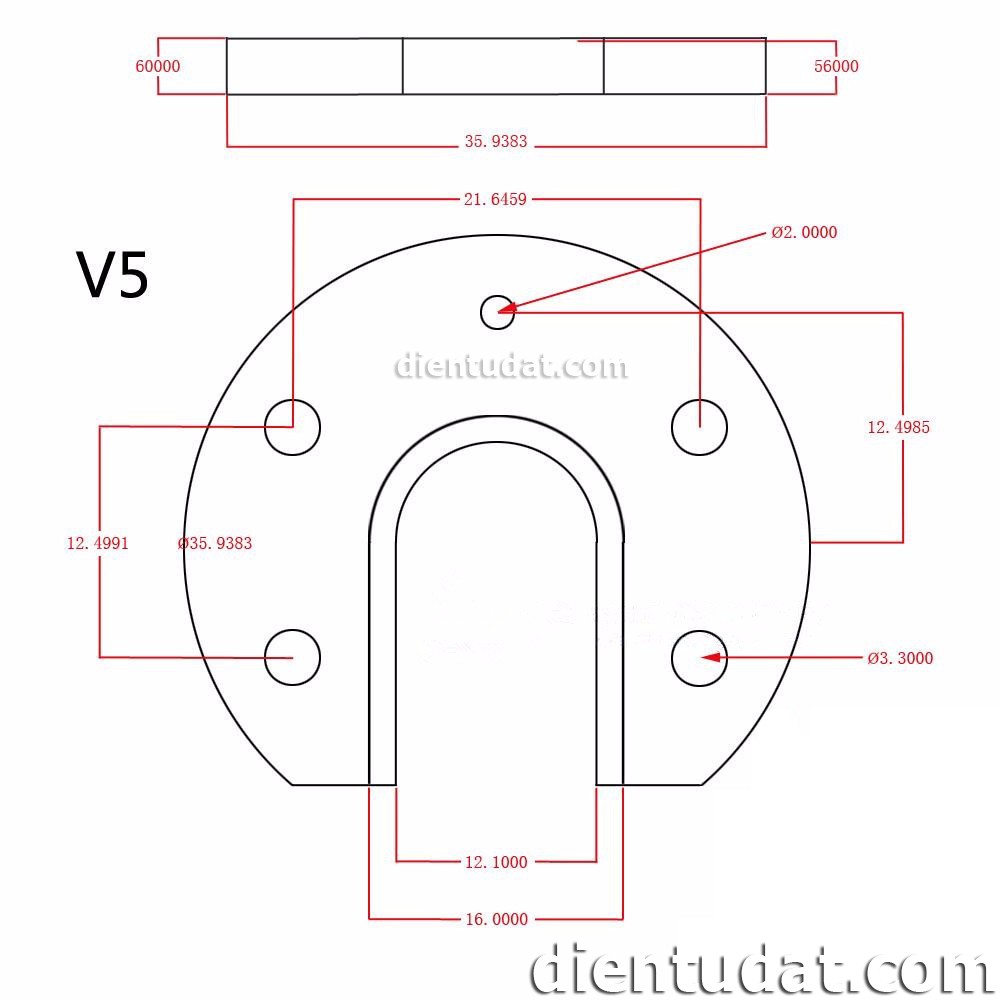 Gá U Giữ đầu in E3D cho bộ đùn gián tiếp V5