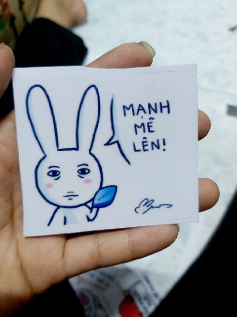 Tem Sticker Thỏ 7 Màu, Đậu Đỏ Cute Dán Điện Thoại, Xe