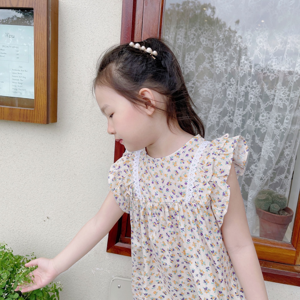 Váy bé gái, Váy kiểu tay bồng Dewkids hoa nhí cao cấp cho bé gái trend 2022 - VH03