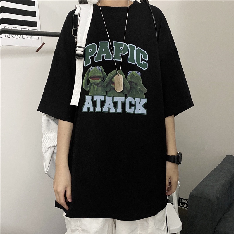 Áo Thun Nữ Ngắn Tay Cổ Tròn Form Rộng Thời Trang Hàn