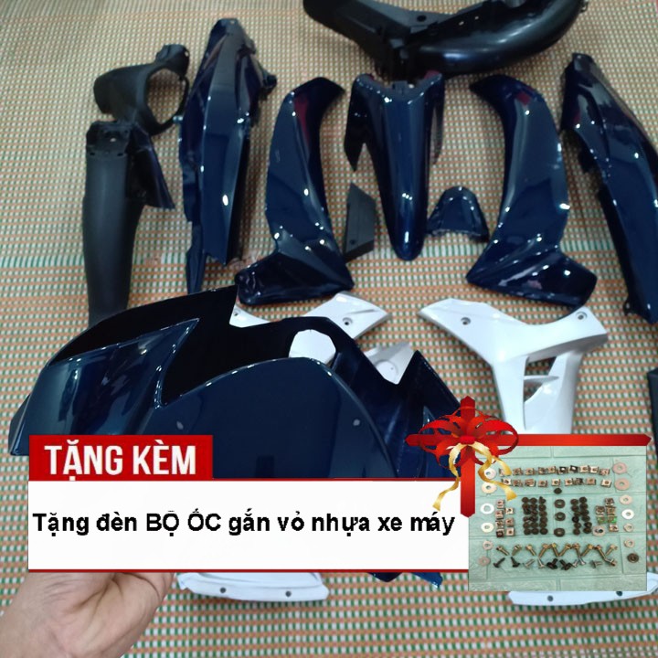 Bộ dàn áo dành cho xe SIRIUS đời 2005 đến 2018 màu Xanh nhớt - phanh Đĩa, Tặng kèm bộ ốc theo xe