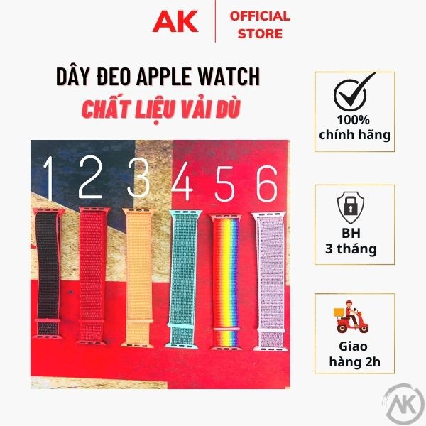 Dây đồng hồ Apple Watch vải dù Loop và Silicon cao cấp