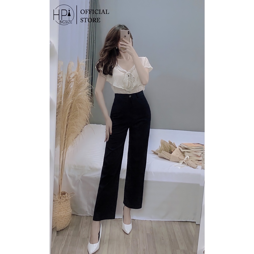 Quần Tây Nữ Công Sở Đen Dài Basic Cạp Lưng Cao Ống Đứng Suông Vải Tuyết Mưa Dày Mặc Đi Làm Học Đẹp HP TT-HOT, msf 333