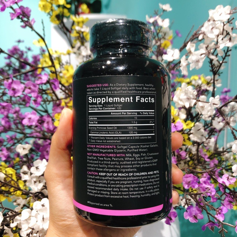 TINH DẦU HOA ANH THẢO- Evening Primrose Oil 1300mg SR hàng nội địa Mỹ 120 viên | Thế Giới Skin Care