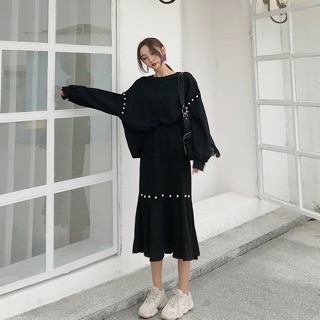 Set áo len+cv đuôi cá len đính hạt
