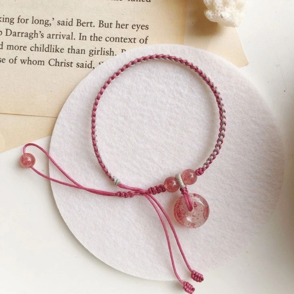 Vòng Tay Dây Thừng Đính Đá Pha Lê Màu Gradient Phong Cách Trung Hoa Thời Trang