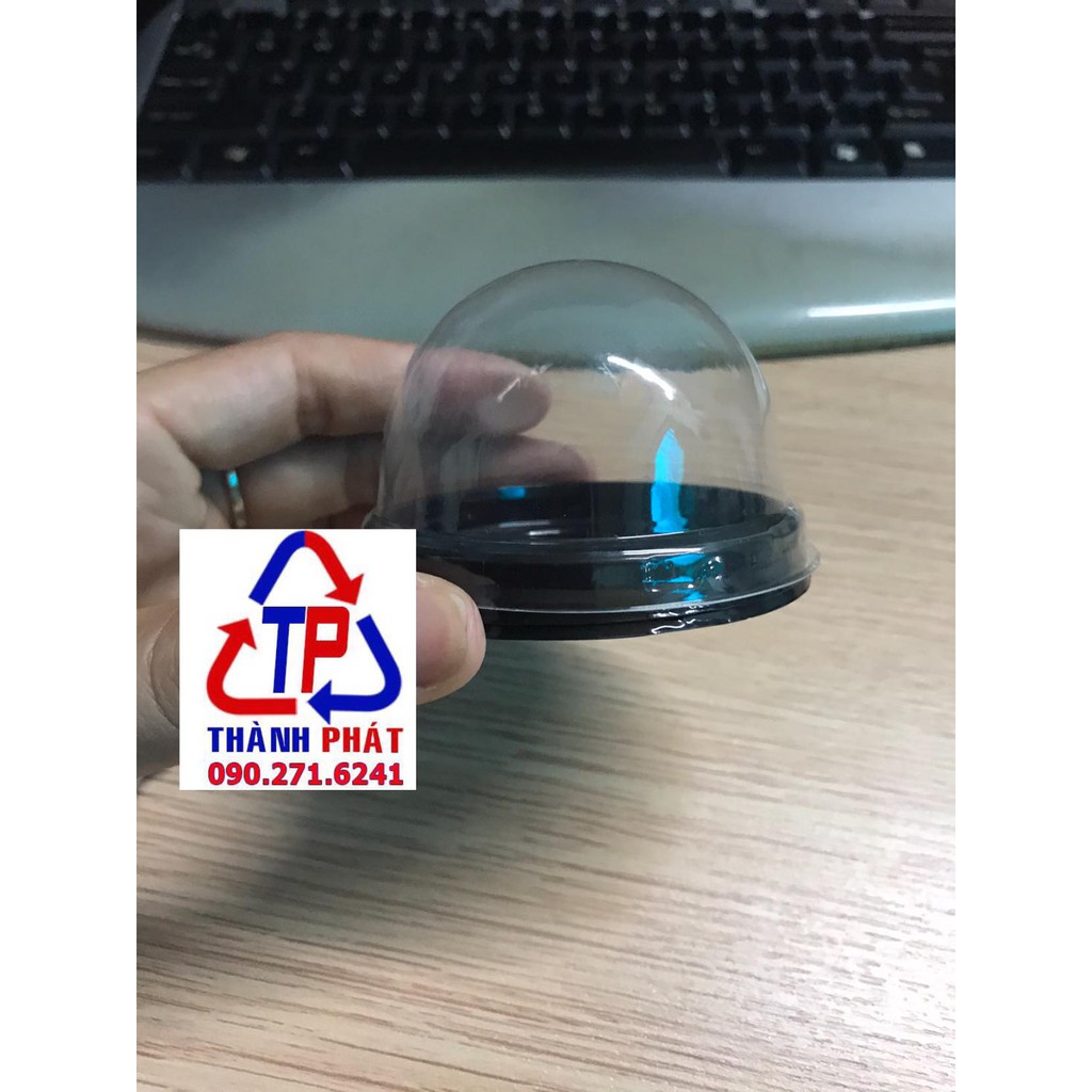 50 Hộp nhựa tròn XY68 - Hộp đế đen,vàng nắp cầu đựng bánh đài loan - Hộp đựng bánh trung thu 50g