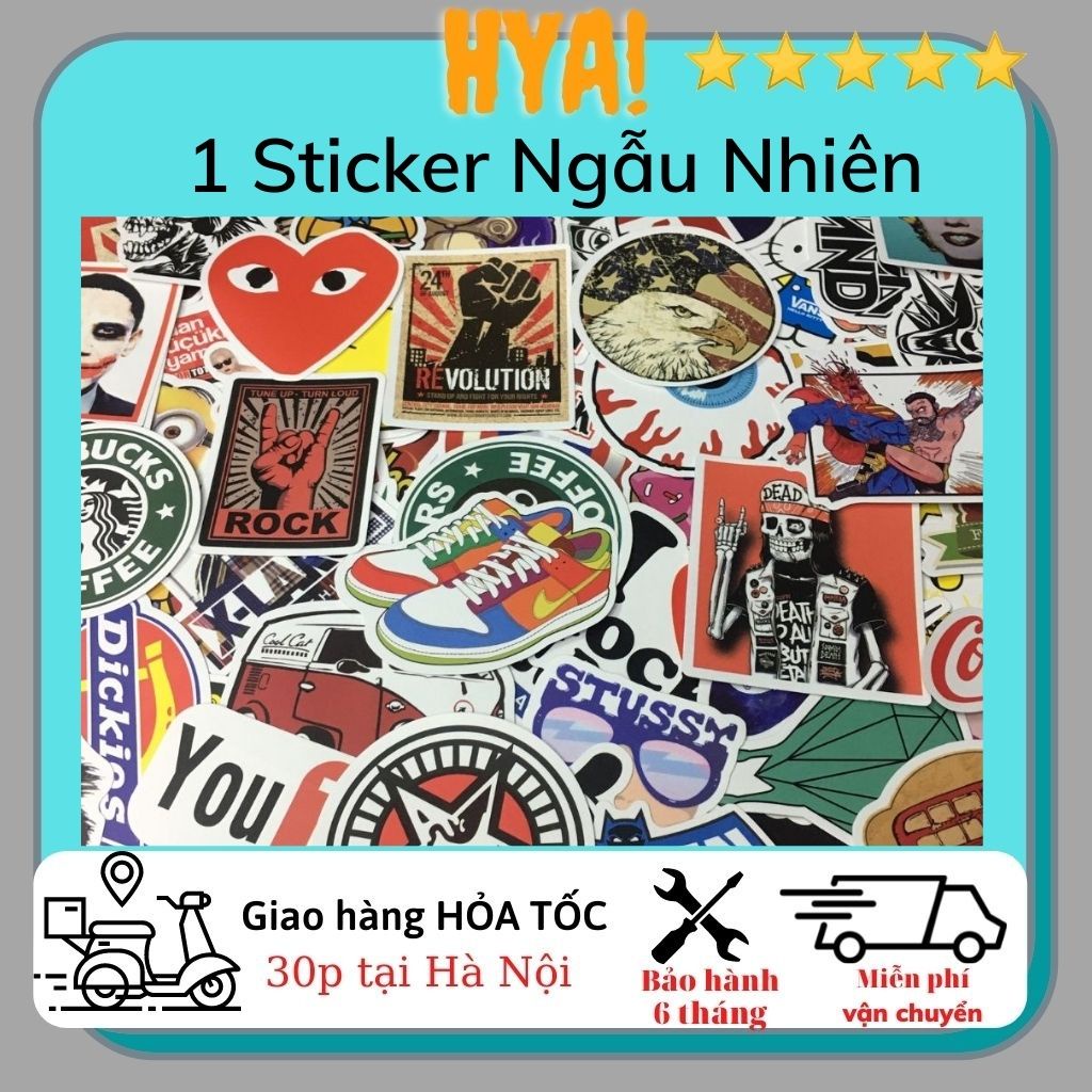 Hình dán sticker cute dễ thương vintage HYA 1 hình NGẪU NHIÊN chống nước trang trí mũ bảo hiểm, xe máy, laptop, vali