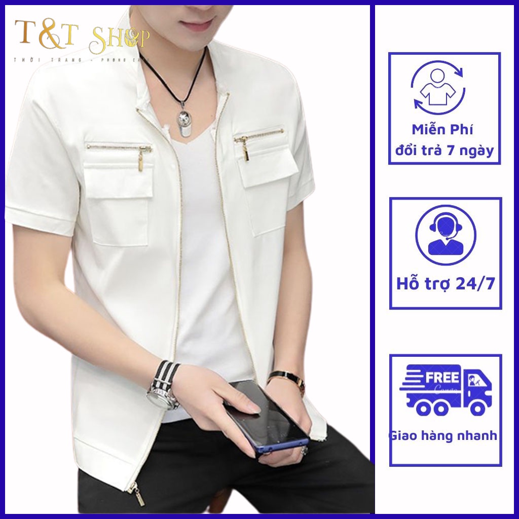 Áo sơ mi cộc tay có khóa, trẻ trung, mát mẻ MÃ- T11