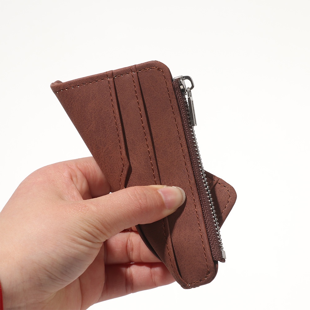 Ví da PU mini nhiều ngăn đựng thẻ/tiền xu/danh thiếp phong cách retro cho nam