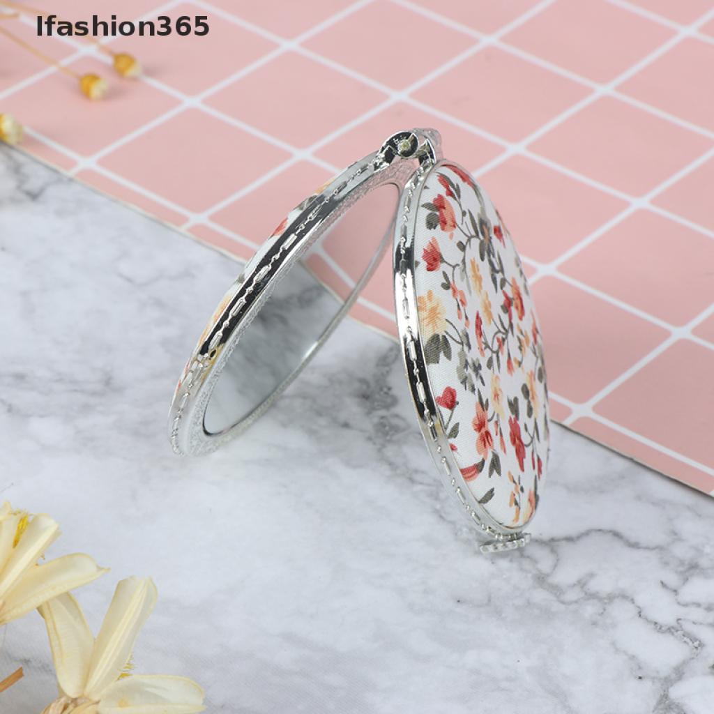 [Hàng mới về] Gương trang điểm mini hai mặt gấp gọn bỏ túi họa tiết hoa cổ điển
