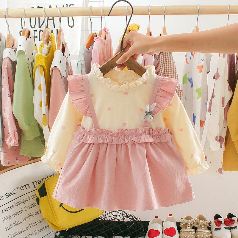 Đã sẵn sàng Cổ phiếu mùa xuân / mùa hè em bé ren công chúa váy dài tay cho trẻ em