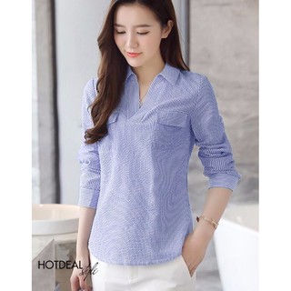 *❣️FREESHIP❣️Áo Sơ Mi Sọc Janet hai túi - Hàng thiết kế nữ