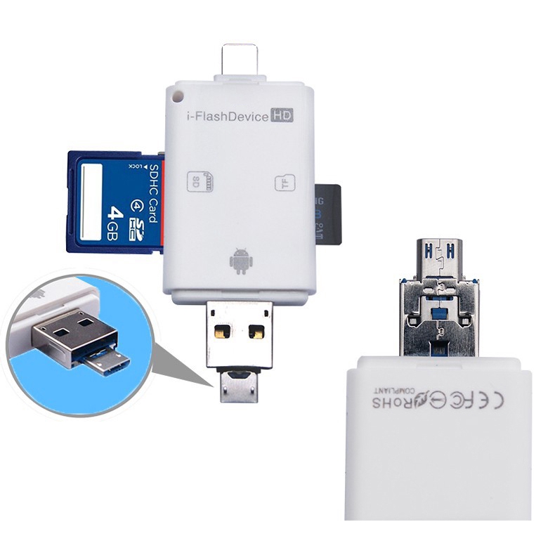 3 in 1 OTG Micro USB SD/TF Card Reader for Apple iphone X XS XR Android phone
