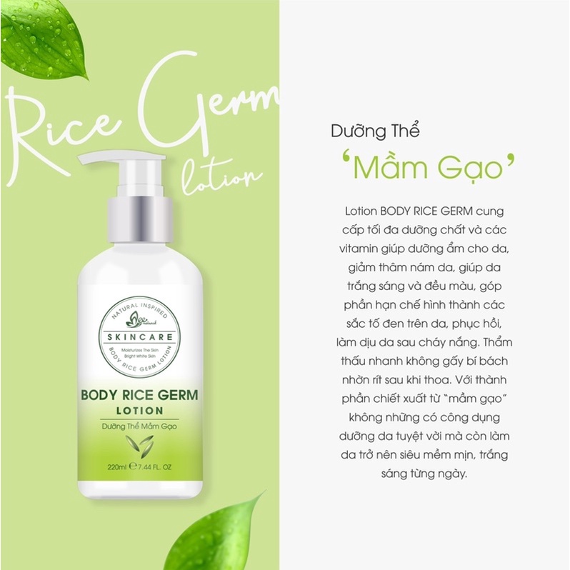 Dưỡng Thể, Dưỡng Ẩm Mầm Gạo - Kem Body Lotion MEE NATURAL 220ml