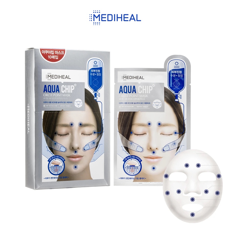 [Nhập mã COSMH22 giảm 8%]Mặt Nạ Mát Xa Bấm Huyệt Mediheal Aqua Chip Circle Point Mask 40g [K200]