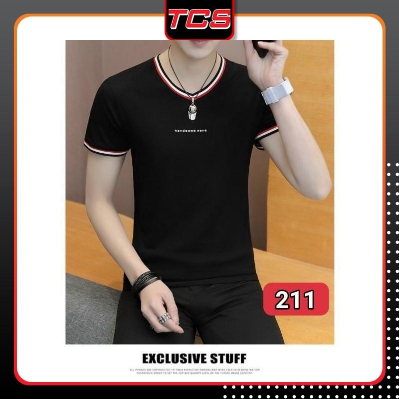 Áo thun nam cổ tim trơn vải cotton cao cấp ngắn tay cực sang trọng TCS 211