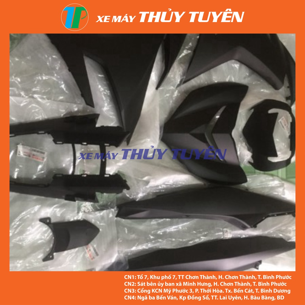 Dàn áo đen nhám Yamaha Exciter 150 2018 full 11 món zin chính hãng+ mủ nhám