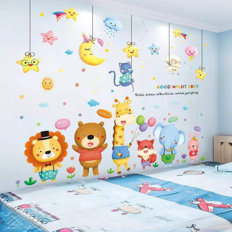 Miếng Dán Tường Tự Dính Họa Tiết Hoạt Hình Dễ Thương Trang Trí Phòng Ngủ Bé Gái