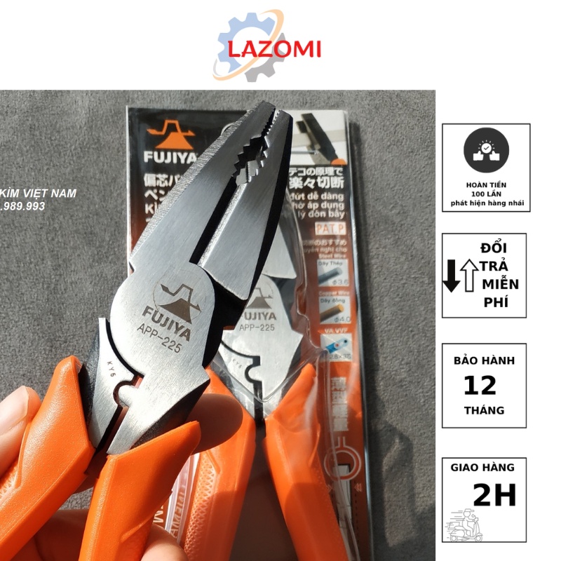 Kìm Fujiya App-225/ 3000tp-225 tác động mạnh có chức năng bấm cos lazomi