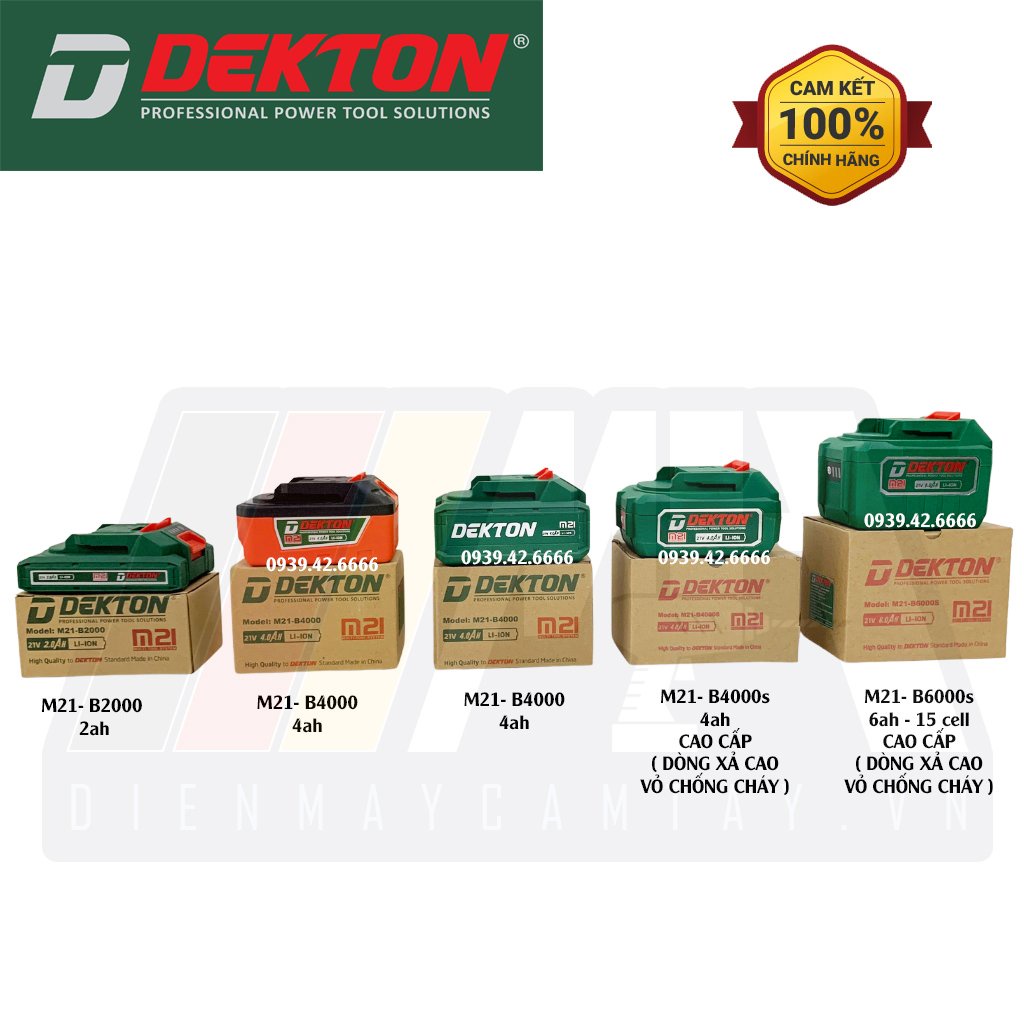 Pin Và Sạc Máy Dùng Pin Dekton - Chân Phổ Thông - Dung Lượng 2Ah 4Ah 6Ah - M21-B4000