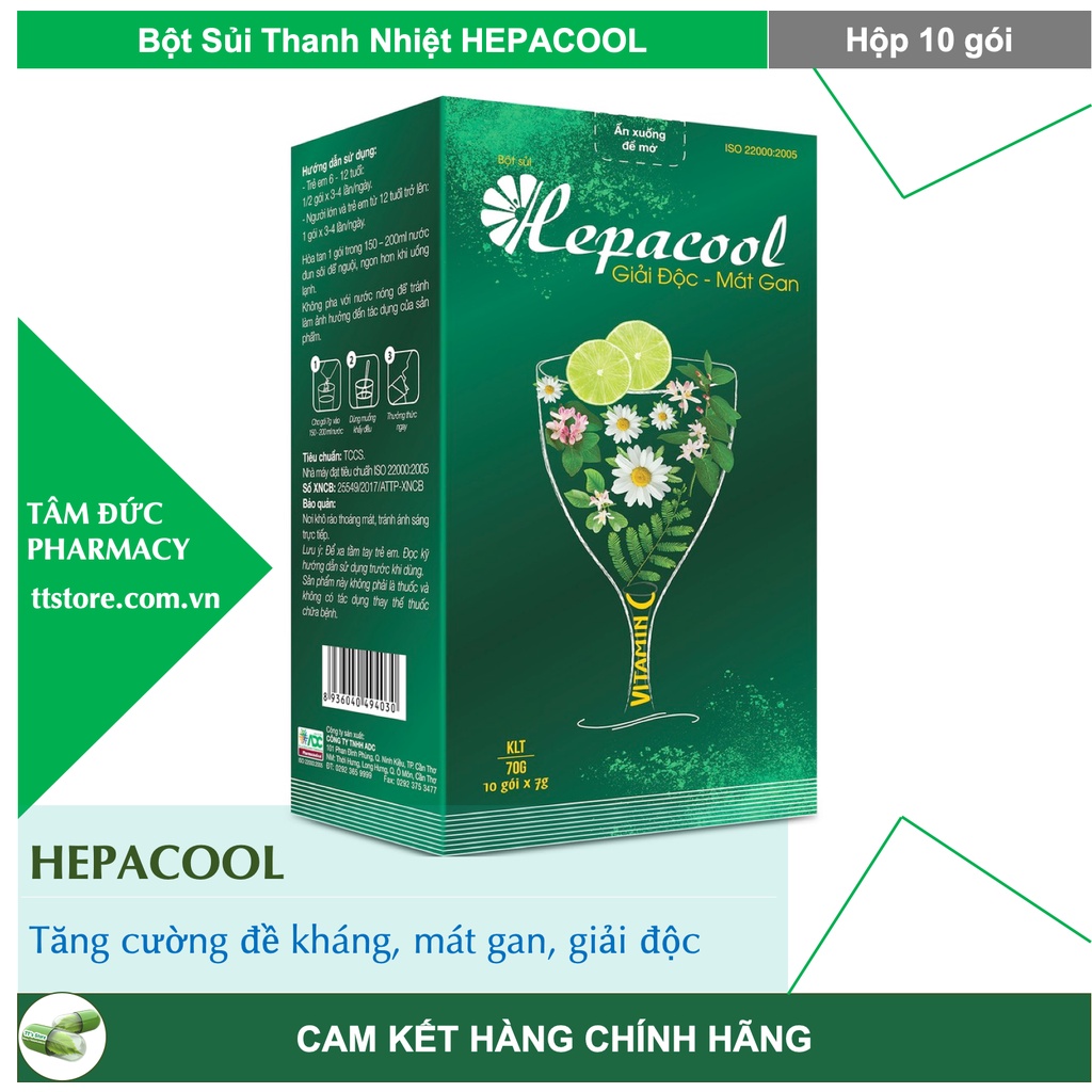 Bột sủi HEPACOOL [Hộp 10 gói] - Giải độc, mát gan, thanh lọc cơ thể