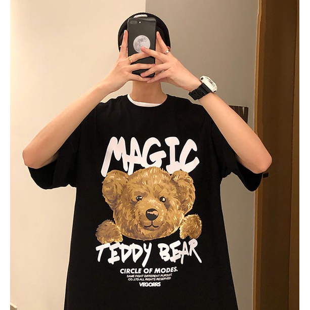 Áo thun phông nam form rộng Familylove - Mẫu áo thun nam tay lỡ Gấu Magic Teddy Bear chất Cotton 100% cao cấp