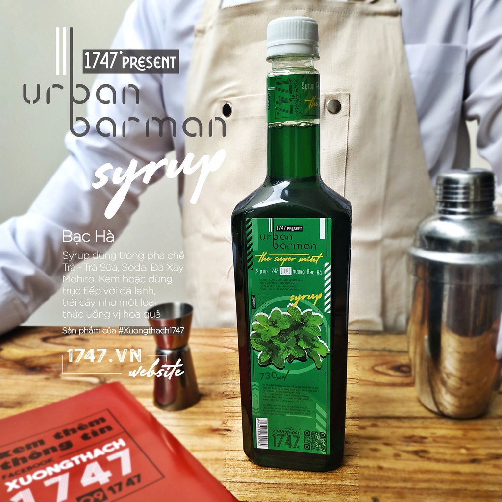 Urban Barman Syrup 1747 - Bạc Hà - 730ml