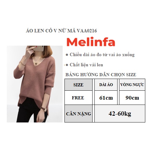 Áo len nữ cổ tim dài tay dáng rộng chất len mềm mịn co giãn thoải mái mặc mùa thu đông mã VAA0216