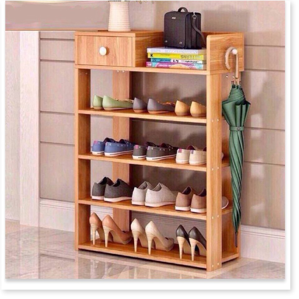 Tủ gỗ nhiều ngăn để và sắp xếp giày dép, đồ dùng gia đình gọn gàng ngăn nắp có ngăn kéo - Kệ giày 5 tầng bằng gỗ