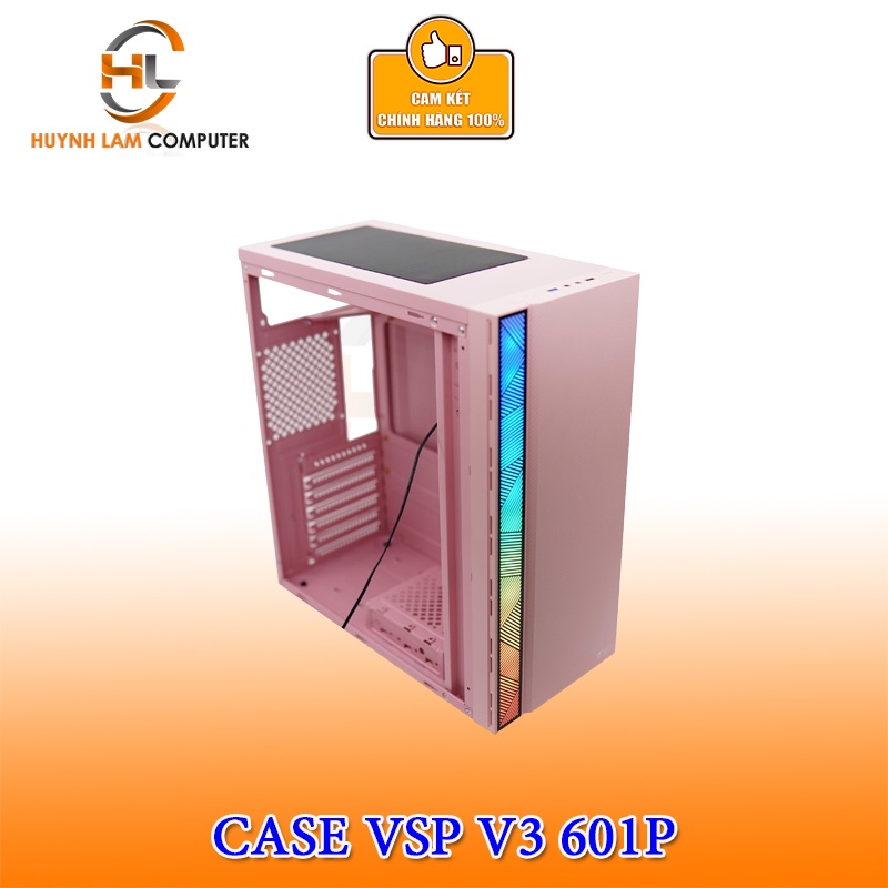 Thùng máy tính Case VSP V3 601P (HỒNG) Gaming Nắp hông nhựa ABS - Chính hãng