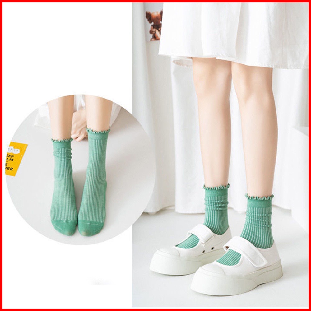 Tất vớ cổ bèo nhún vớ cao len nữ nhiều màu thời trang Unisex Hàn Quốc chất liệu cotton co giãn 4 chiều - Only Store