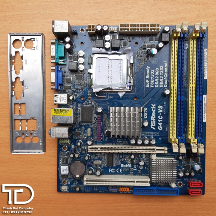 [Mã ELMS05 giảm 5% đơn 300k]Main Asrock G41 combo socket 775 hỗ trợ DDR2/DDR3 - Asrock G4C-VS