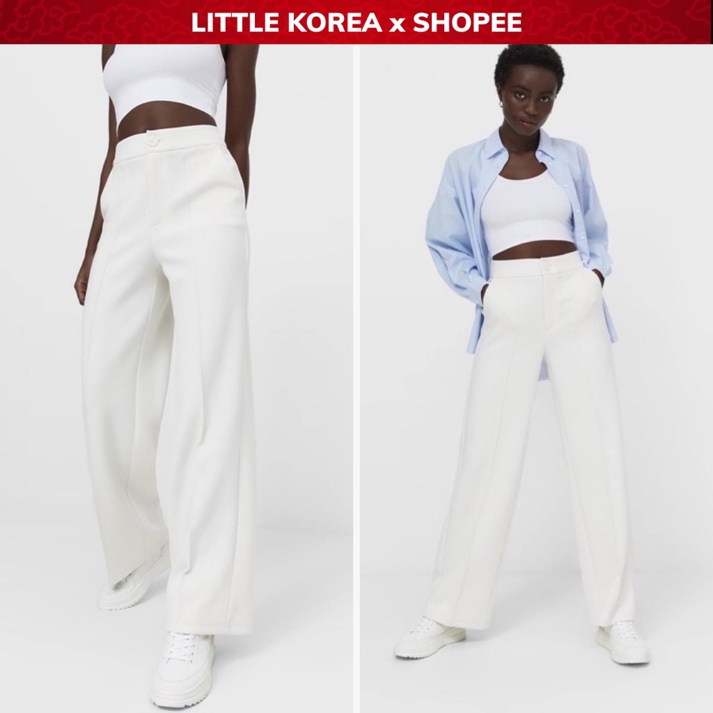 Quần Nỉ Nữ Ống Suông Đứng Cạp Cao Thời Trang STRA - LITTLE KOREA