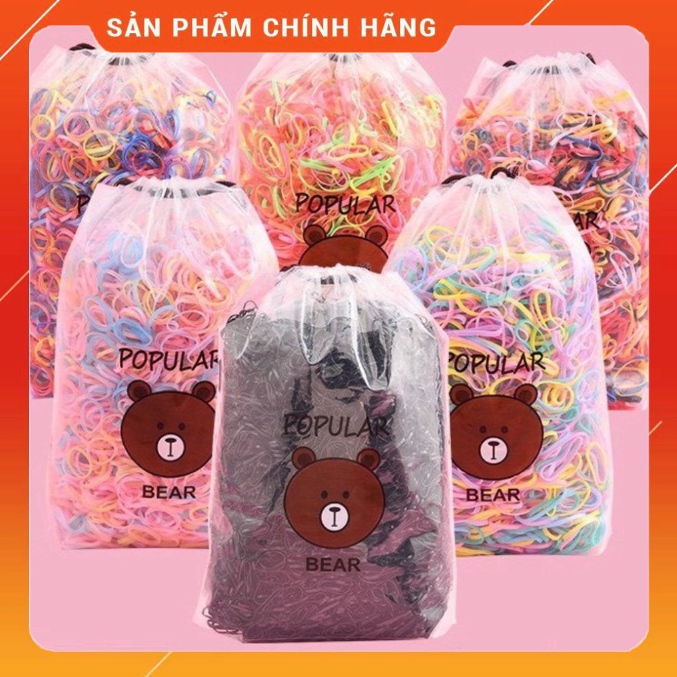 Túi Chun Buộc Tóc Bịch 2000 Chun Cho Bé Kèm Túi Gấu