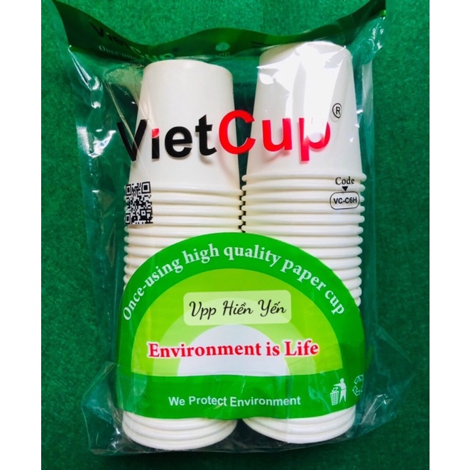 Bịch 50 cốc giấy, ly giấy Vietcup 6oz 180ml