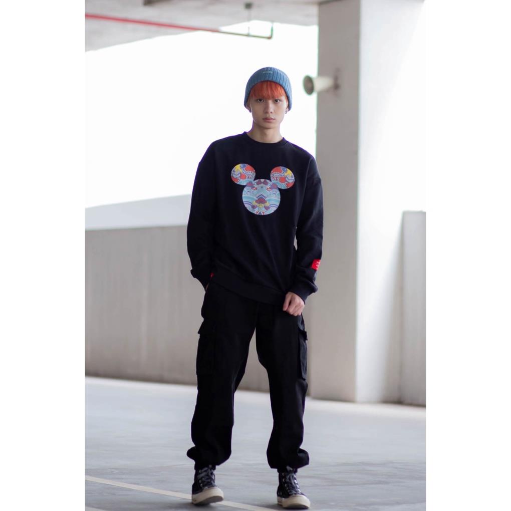 Áo Sweatshirt Nỉ Không Mũ Nam Nữ Unisex BOO Oversize Dáng Rộng In Thêu Logo Mickey Hoạ Tiết Cao Cấp -n13