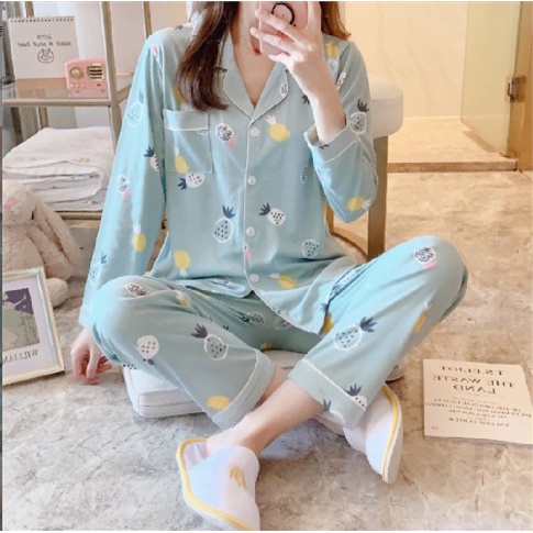 Đồ Bộ Nữ Pijama Tay Dài Quần Dài Cao Cấp Chất Dày Ấm in hình ngộ nghĩnh