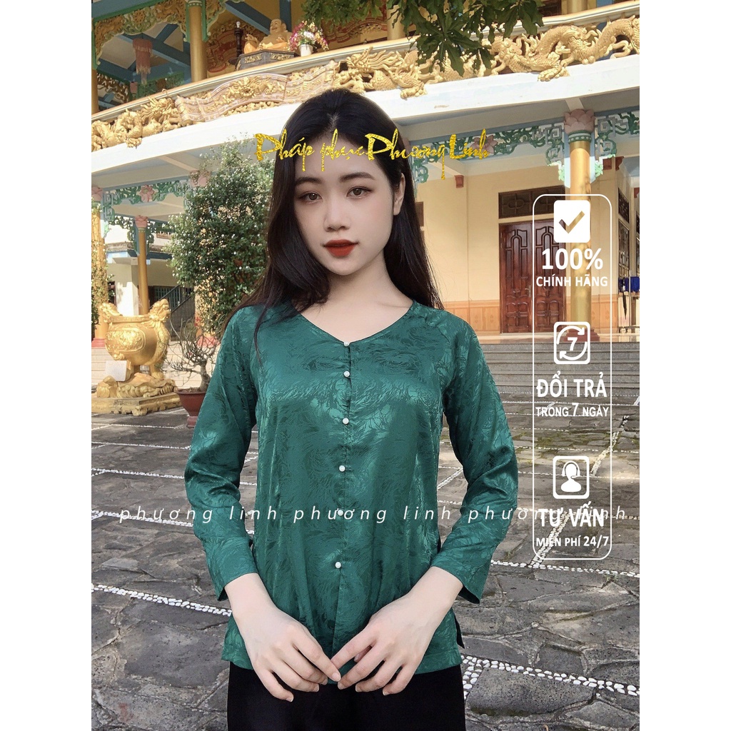 Bộ Bà Ba Cách Tân Lụa Cao Cấp Đồ Lam Đi Lễ Chùa Màu Xanh Chất Mềm Mịn Ko Bai, Ko Xù Lên Form Chuẩn Đẹp TC0016