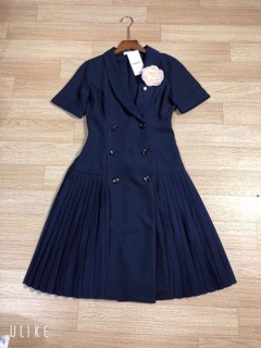 Váy xanh đen cổ vest