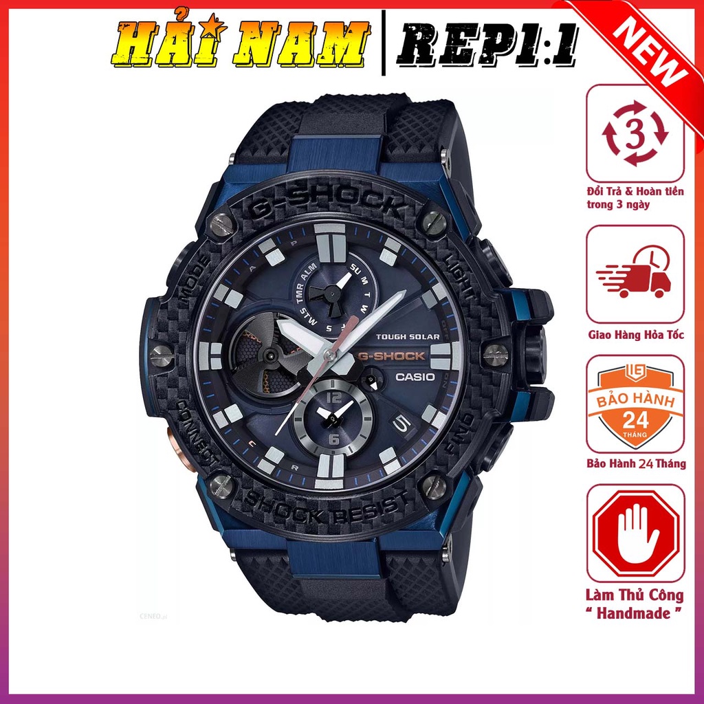 Đồng hồ nam G-Shock.GST-B100XB-2A.Mặt 51mm,dây cao su,chống sốc,cacbon,viền thép.